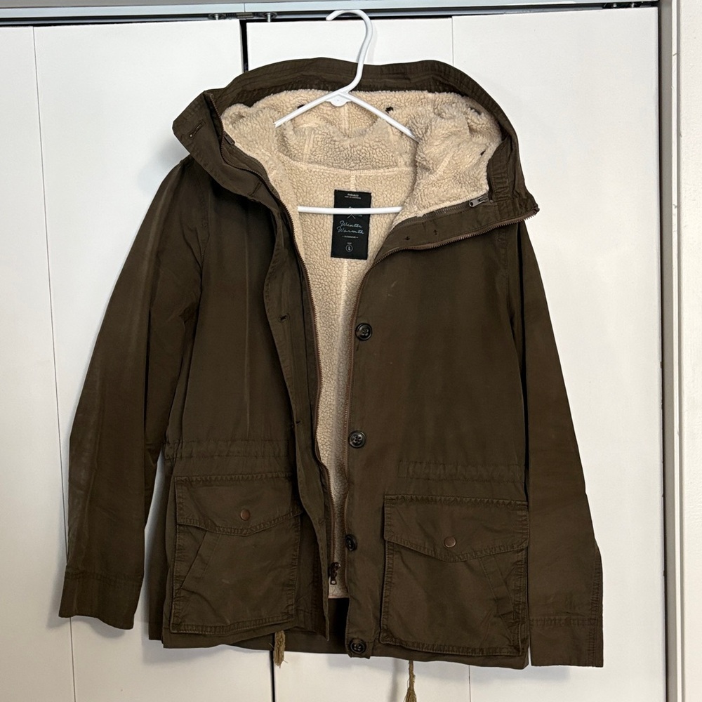 GAP Women’s Olive Hooded Jacket with removable Sherpa Lining